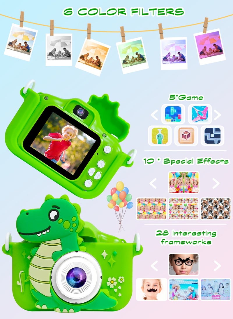 أوربازار ألعاب كاميرا للأطفال من سن 3 إلى 8 سنوات، كاميرا فيديو رقمية للأطفال مع غطاء ناعم برسوم كرتونية، أفضل هدية لعيد الميلاد المجيد للأطفال - بطاقة SD سعة 32 جيجابايت متضمنة - Image 4