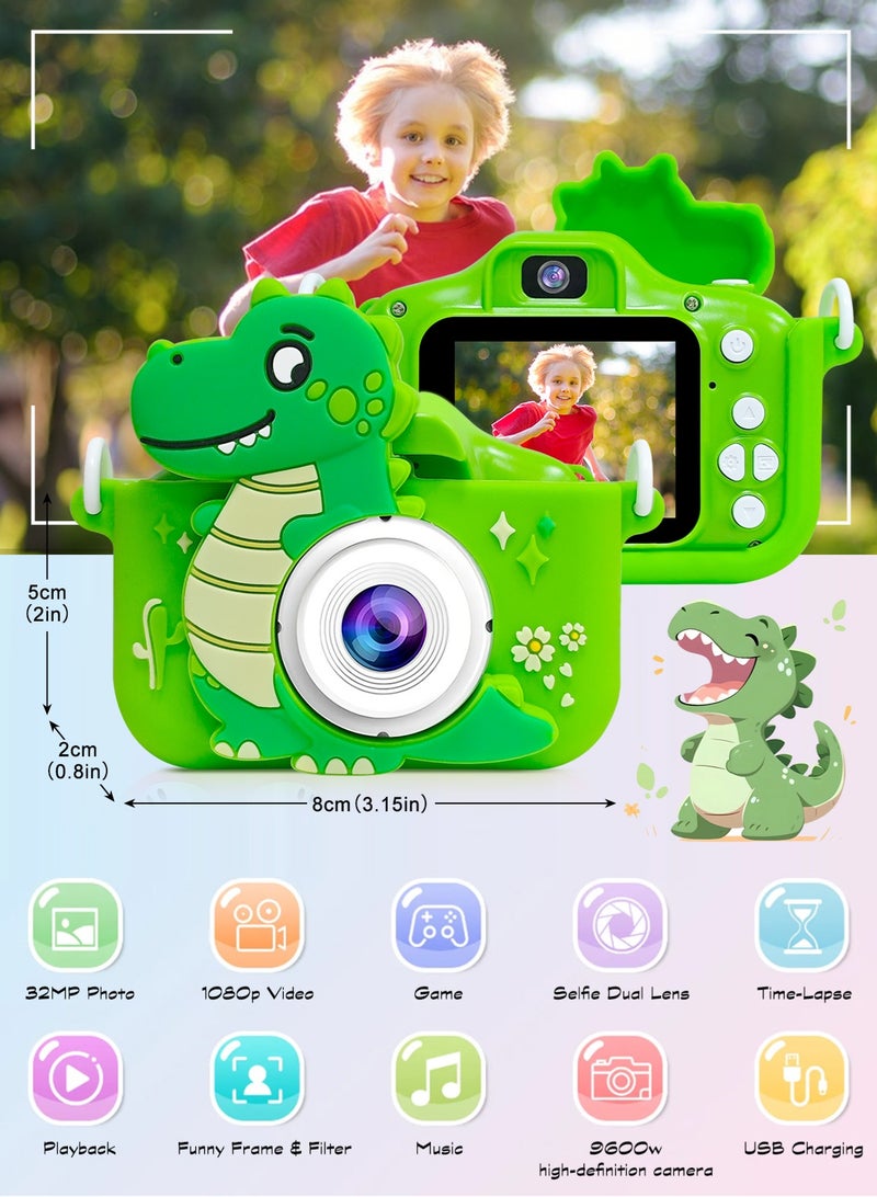 أوربازار ألعاب كاميرا للأطفال من سن 3 إلى 8 سنوات، كاميرا فيديو رقمية للأطفال مع غطاء ناعم برسوم كرتونية، أفضل هدية لعيد الميلاد المجيد للأطفال - بطاقة SD سعة 32 جيجابايت متضمنة - Image 2