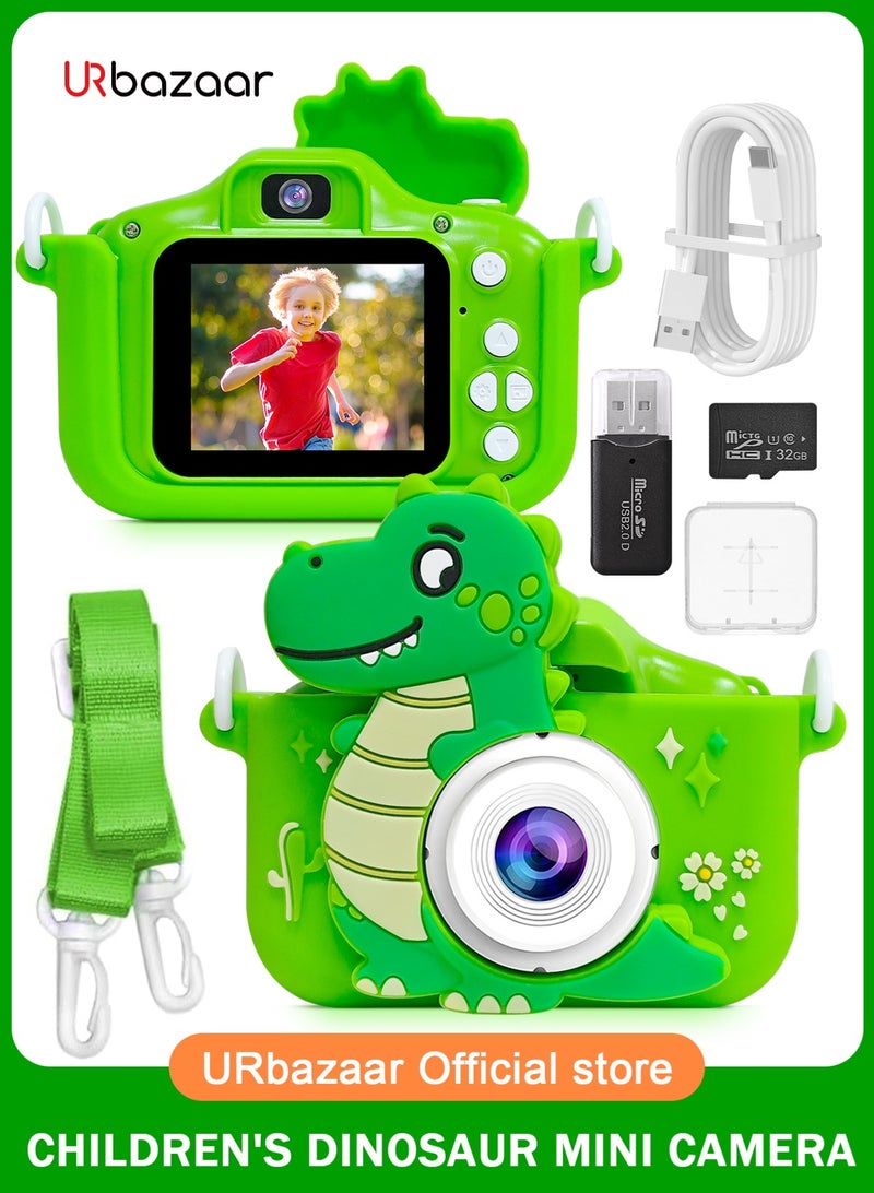 أوربازار ألعاب كاميرا للأطفال من سن 3 إلى 8 سنوات، كاميرا فيديو رقمية للأطفال مع غطاء ناعم برسوم كرتونية، أفضل هدية لعيد الميلاد المجيد للأطفال - بطاقة SD سعة 32 جيجابايت متضمنة - Image 1