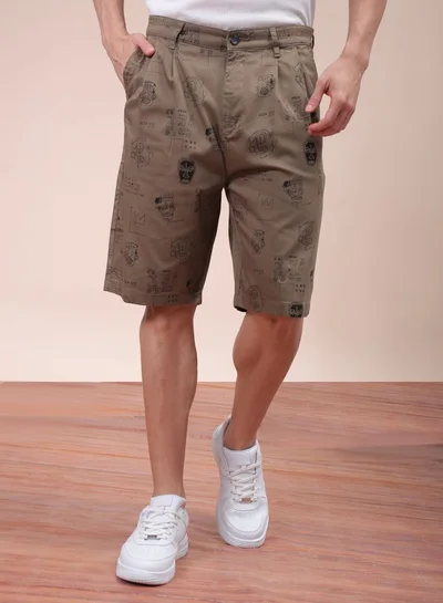 ذا انديان كراج كو Men Relaxed Fit Stretchable Graphic Printed Mid-Rise Resort Wear Shorts