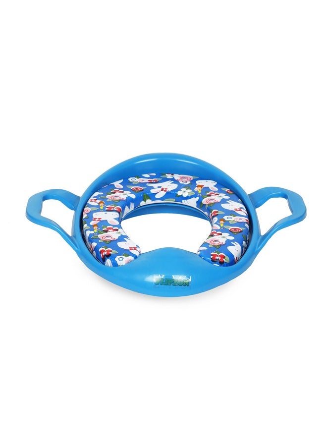 FLIPZON - FLIPZON Plastic Premium Baby Cushioned Potty Seat, Toilet Seat With Handle For Kids (Cyan Blue) - Image 1