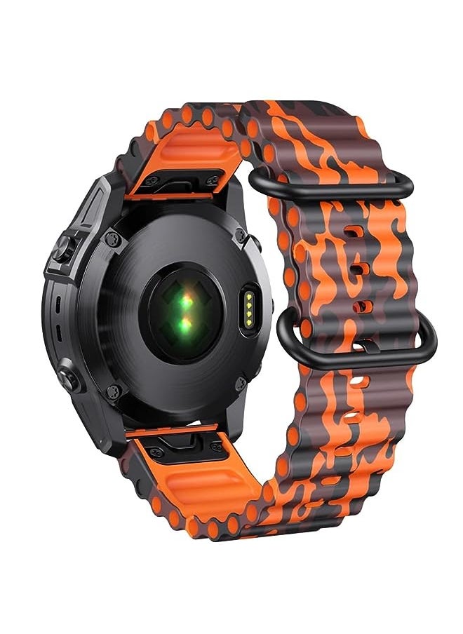 Dado - Silicone Hole Wavy strap 22 mm Compatible with Garmin Fenix 7 | Fenix 6 | Fenix 5 | 6 Pro | 5 Plus | Approach S60 - Image 1