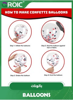 GROIC 50Pcs Red and Black Latex Balloons,12 Inches Red Black Silver White Confetti Balloons Kit,Party Balloons with Ribbons for Birthday, Wedding, Baby Shower, Graduation Decorations  - Image 4