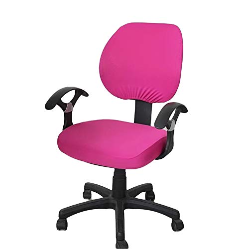 Jinzio Computer Office Chair Cover - Split Protective & Stretchable Cloth Polyester Universal Desk Task Chair Chair Covers Stretch Rotating Chair Slipcover, Fuchsia - Image 1