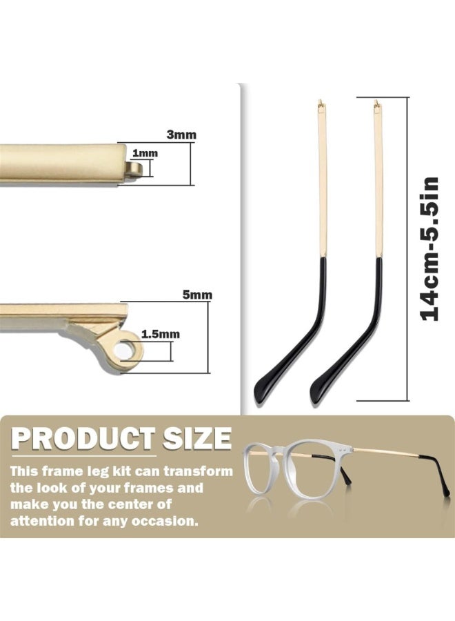 1 Pair Metal Eyeglass Replacement Arm, Eyewear Frame Temple Replacement Universal Sunglasses Arm Legs Replacement for Thin Metal Glasses, Sunglasses (Color : Gold) - Image 2