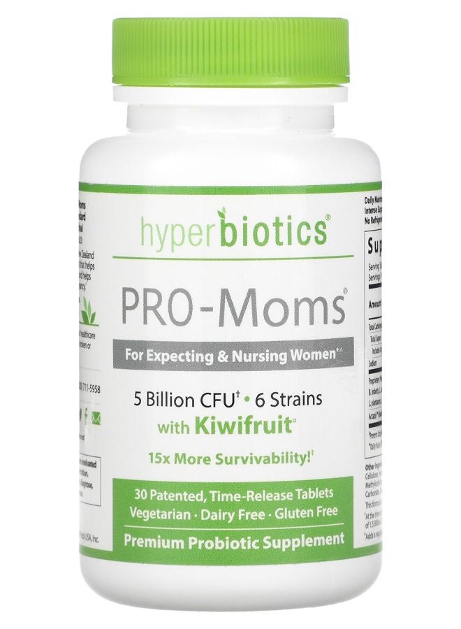 Hyperbiotics PRO-Moms with Kiwifruit 5 Billion CFU 30 Time-Release Tablets
