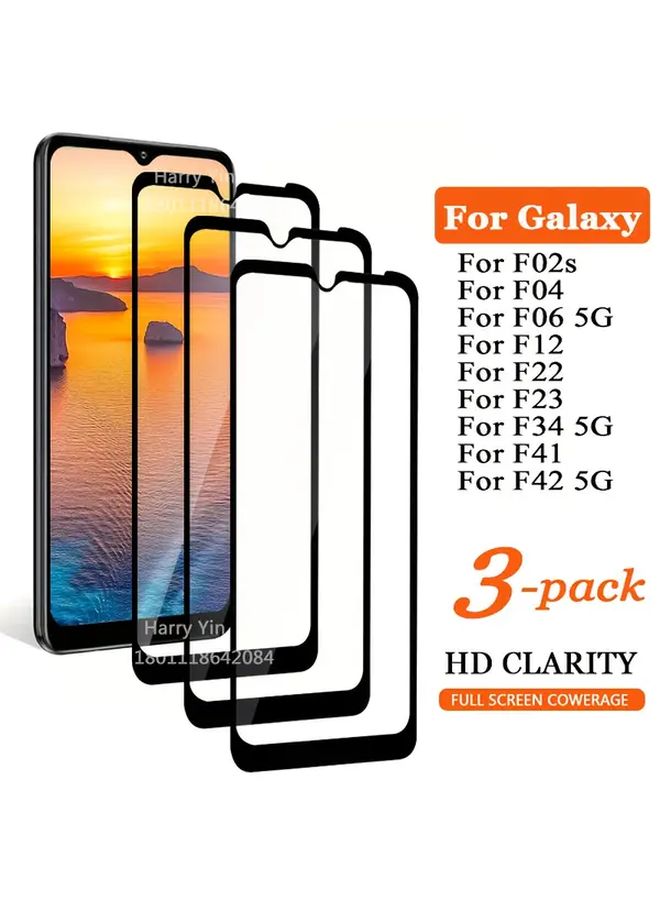 واقي شاشة زجاجي مقوى عالي الجودة من Black Edge، عبوة من 3 قطع لهاتف Galaxy F42 5G - Image 1