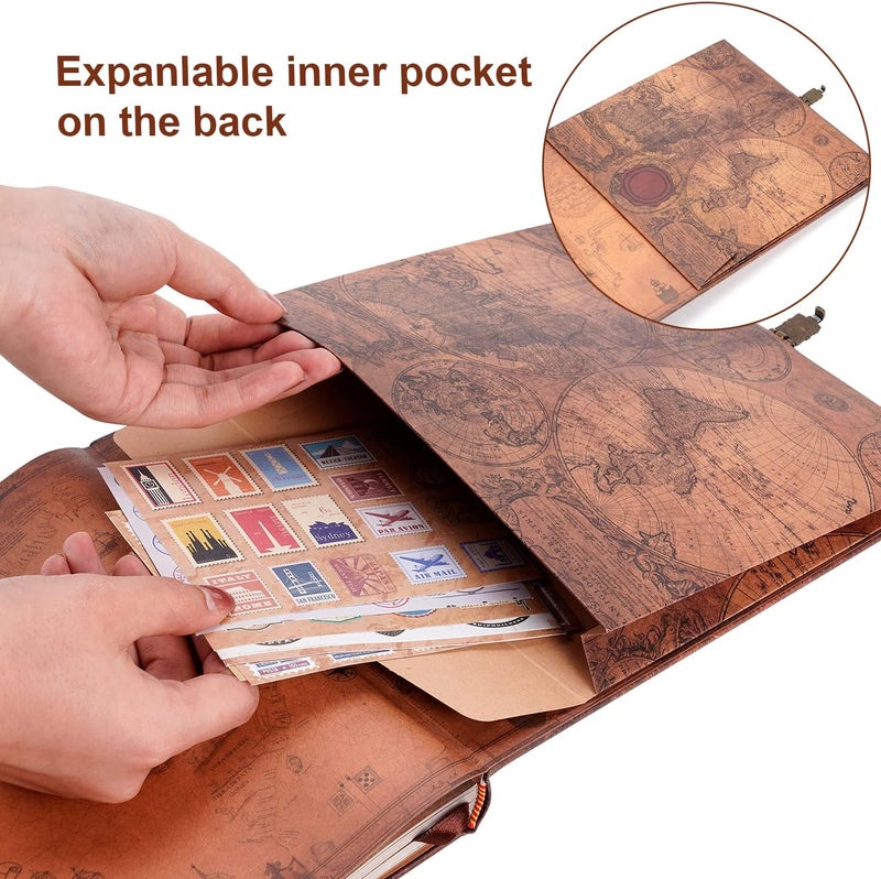 JIMBON Our Adventure Book 180 Pages Scrapbook Photo Album,Retro Style Embossed Letter Leather Cover Travel Diary Journal Scrap Book For Couples,Memory Book For Anniversary Wedding - Image 5