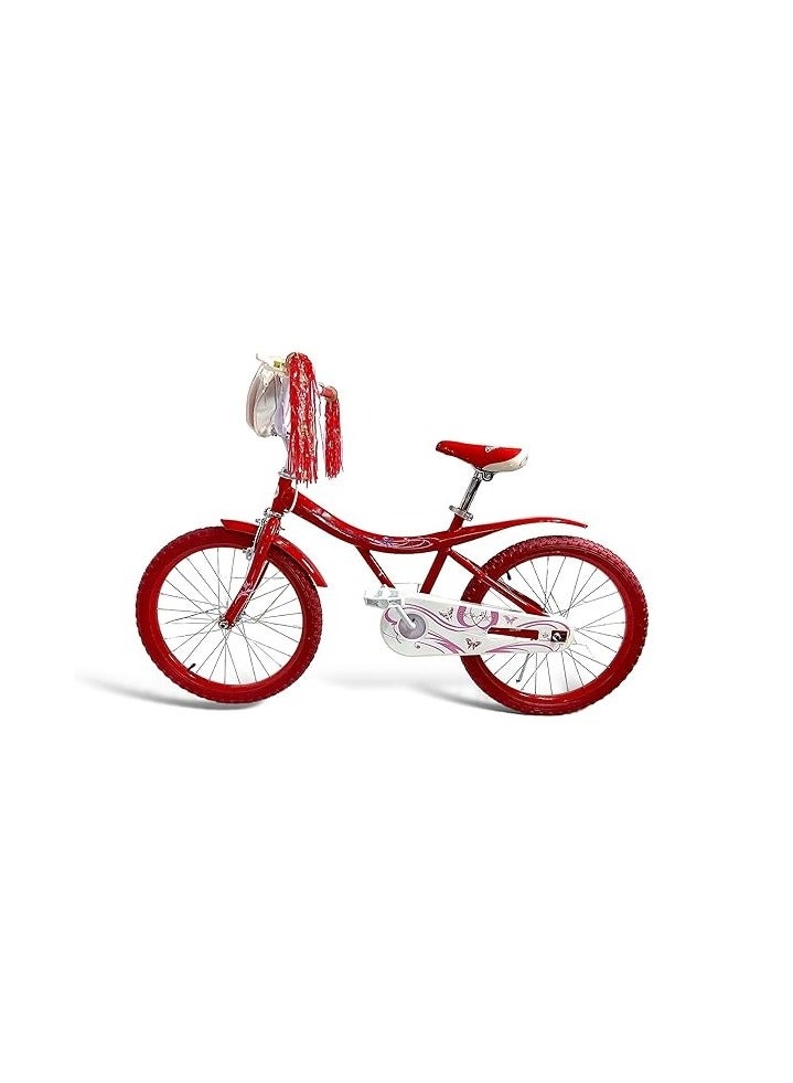 AL BADER Freestyle Kids Bike 20 Inch Bicycle for Girls Ages 8-16 Years, Red Color, With Kickstand, Colored Air Tires, With Small Bag, Hand & Foot Brakes, High Reliability Cycling Kickstand. - Image 1