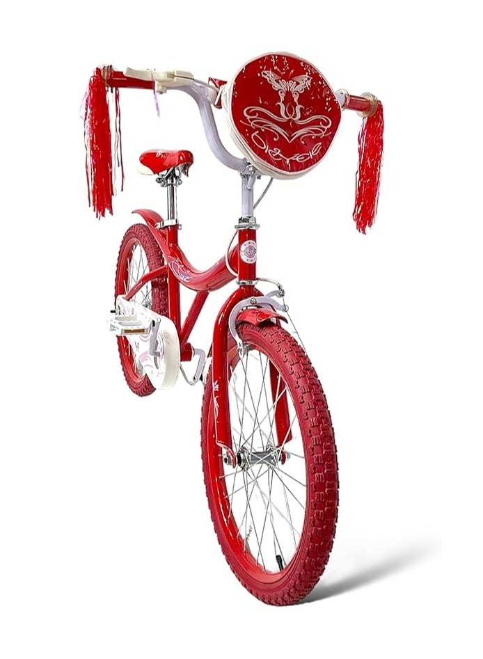 AL BADER Freestyle Kids Bike 20 Inch Bicycle for Girls Ages 8-16 Years, Red Color, With Kickstand, Colored Air Tires, With Small Bag, Hand & Foot Brakes, High Reliability Cycling Kickstand. - Image 2