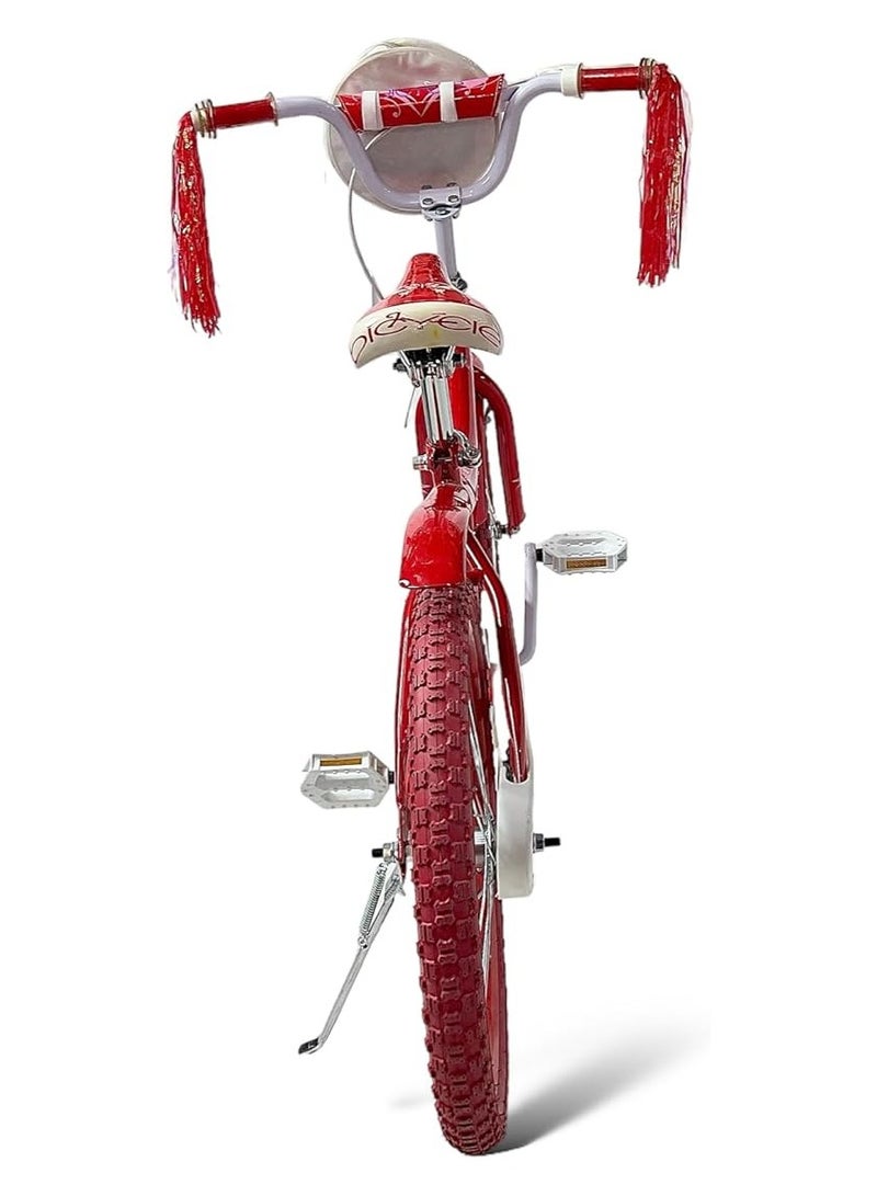AL BADER Freestyle Kids Bike 20 Inch Bicycle for Girls Ages 8-16 Years, Red Color, With Kickstand, Colored Air Tires, With Small Bag, Hand & Foot Brakes, High Reliability Cycling Kickstand. - Image 3