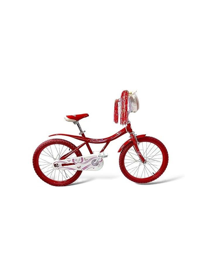 AL BADER Freestyle Kids Bike 20 Inch Bicycle for Girls Ages 8-16 Years, Red Color, With Kickstand, Colored Air Tires, With Small Bag, Hand & Foot Brakes, High Reliability Cycling Kickstand. - Image 4