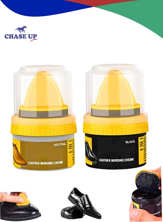 تشيس اب مجموعة العناية بالجلد مع 50 مل من ملمعات الأحذية السوداء والشفافة - مجموعة احترافية لتلميع وتنظيف الأحذية والحقائب؛ تُرمم وتُنظف وتُلمّع - مناسبة لجميع أنواع الجلود - Image 1