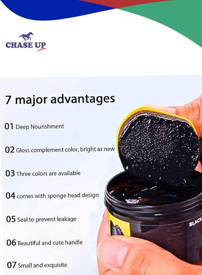 تشيس اب مجموعة العناية بالجلد مع 50 مل من ملمعات الأحذية السوداء والشفافة - مجموعة احترافية لتلميع وتنظيف الأحذية والحقائب؛ تُرمم وتُنظف وتُلمّع - مناسبة لجميع أنواع الجلود - Image 2