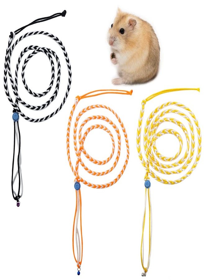 VTurboWay 3 Pack Adjustable Hamster Leash Harness with Bell for Lead Walking Pet Hamster Gerbil Rat Mouse Harness (Colors May Vary) - Image 1