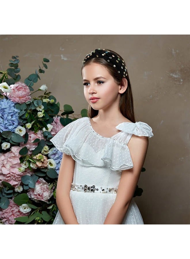 metulip Knotted Headbands for Women Sparkly Crystal Headband Black Fabric Rhinestone Headband Jeweled Headbands for Women - Image 4