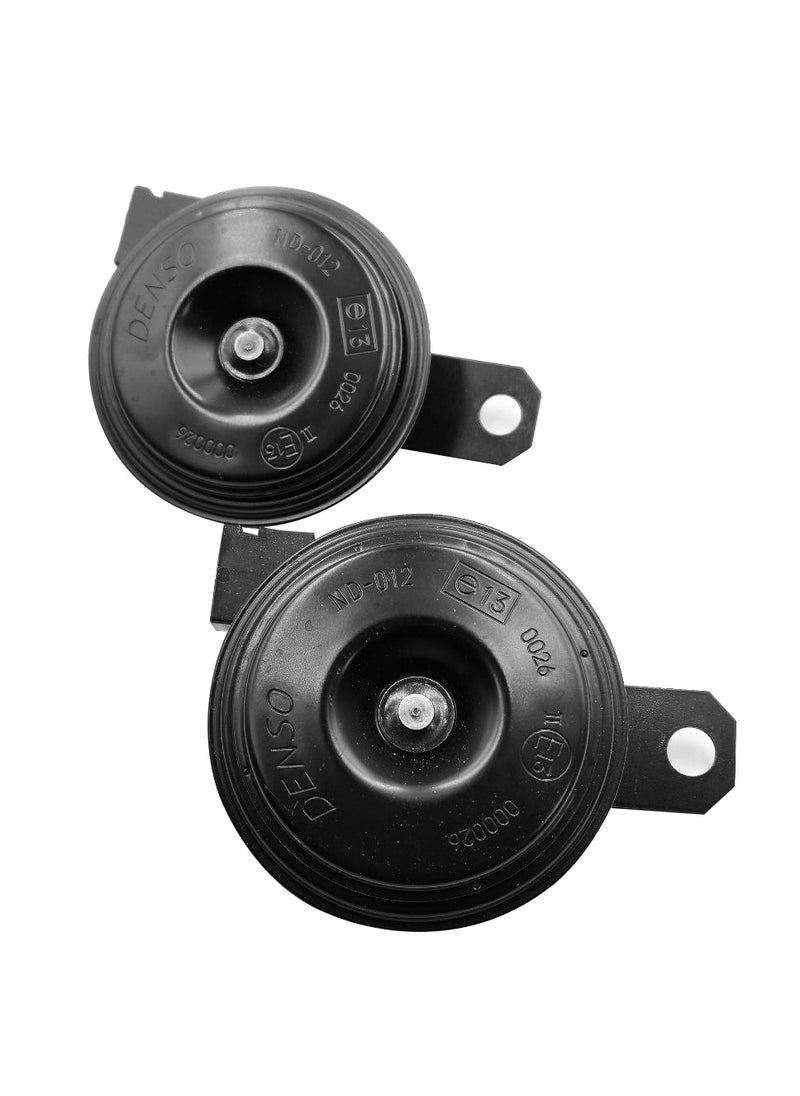 Denso 12V Electric Loud Horn Set High Performance Dual Tone Waterproof Durable Universal Fit for Cars Trucks and Motorcycles  - Image 1