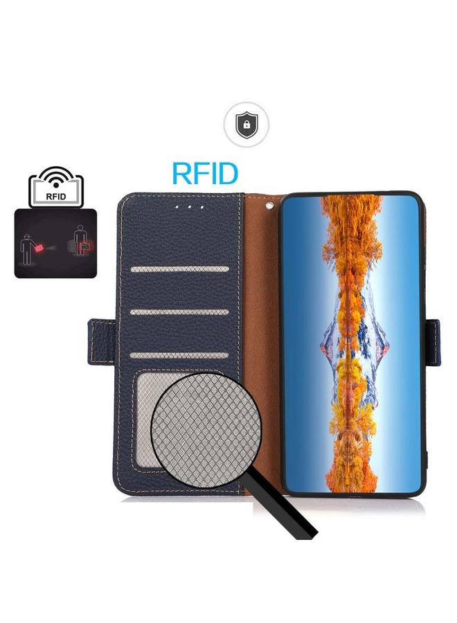 Green Tiger Case For Honor 400 KHAZNEH Side-Magnetic Litchi Genuine Leather RFID Phone Case - Image 4