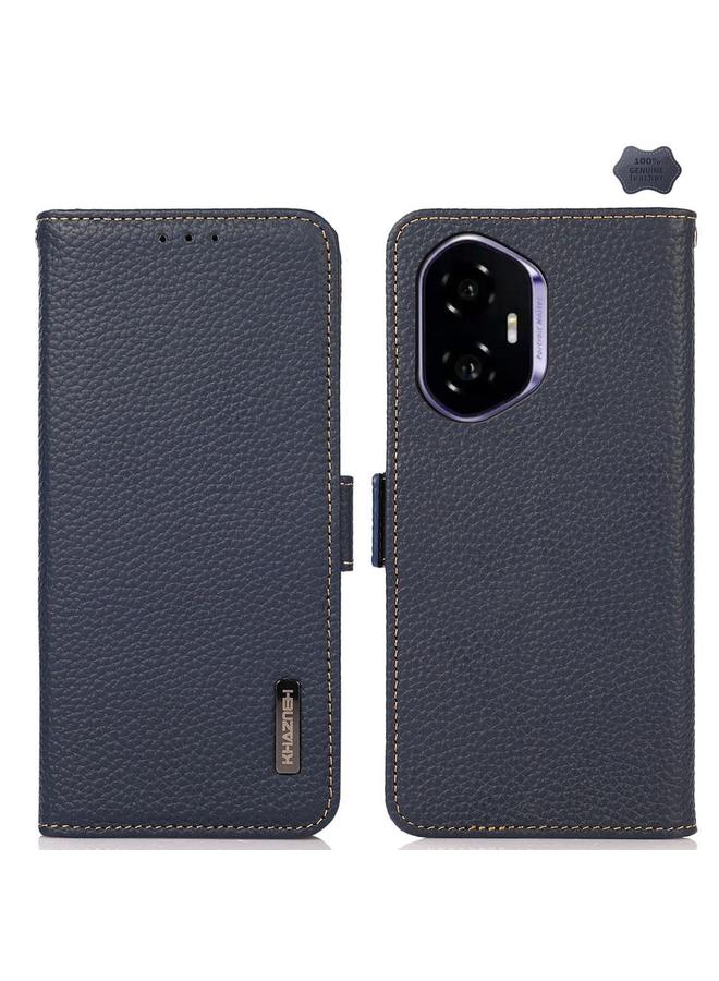 Green Tiger Case For Honor 400 KHAZNEH Side-Magnetic Litchi Genuine Leather RFID Phone Case - Image 1