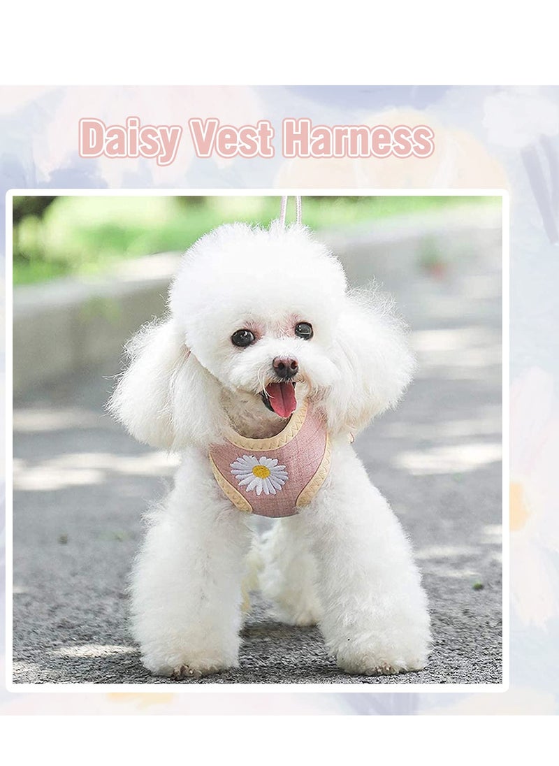 KASTWAVE - Puppy and Cat Carrier Leash Set - Breathable Mesh Daisy Undershirt Pet Carrier with Training Leash for Indoor and Outdoor Training, 3-Piece Set in Pink - Image 1