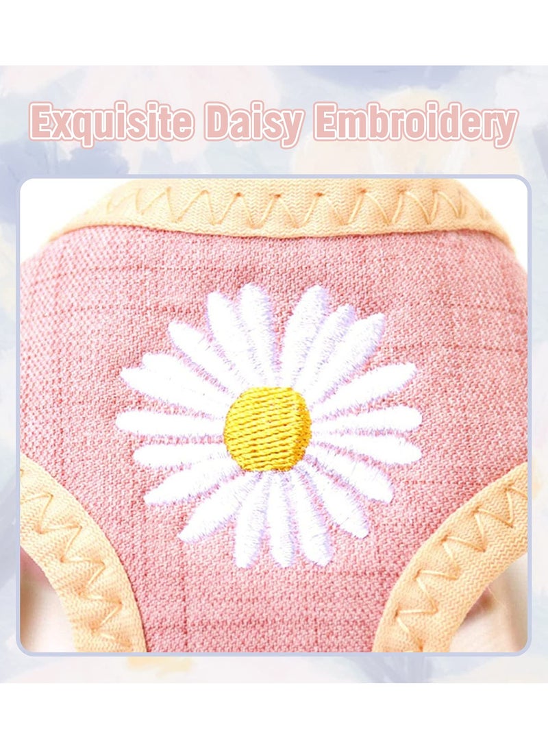 KASTWAVE - Puppy and Cat Carrier Leash Set - Breathable Mesh Daisy Undershirt Pet Carrier with Training Leash for Indoor and Outdoor Training, 3-Piece Set in Pink - Image 1