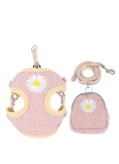 KASTWAVE Puppy and Cat Carrier Leash Set - Breathable Mesh Daisy Undershirt Pet Carrier with Training Leash for Indoor and Outdoor Training, 3-Piece Set in Pink  - Image 1