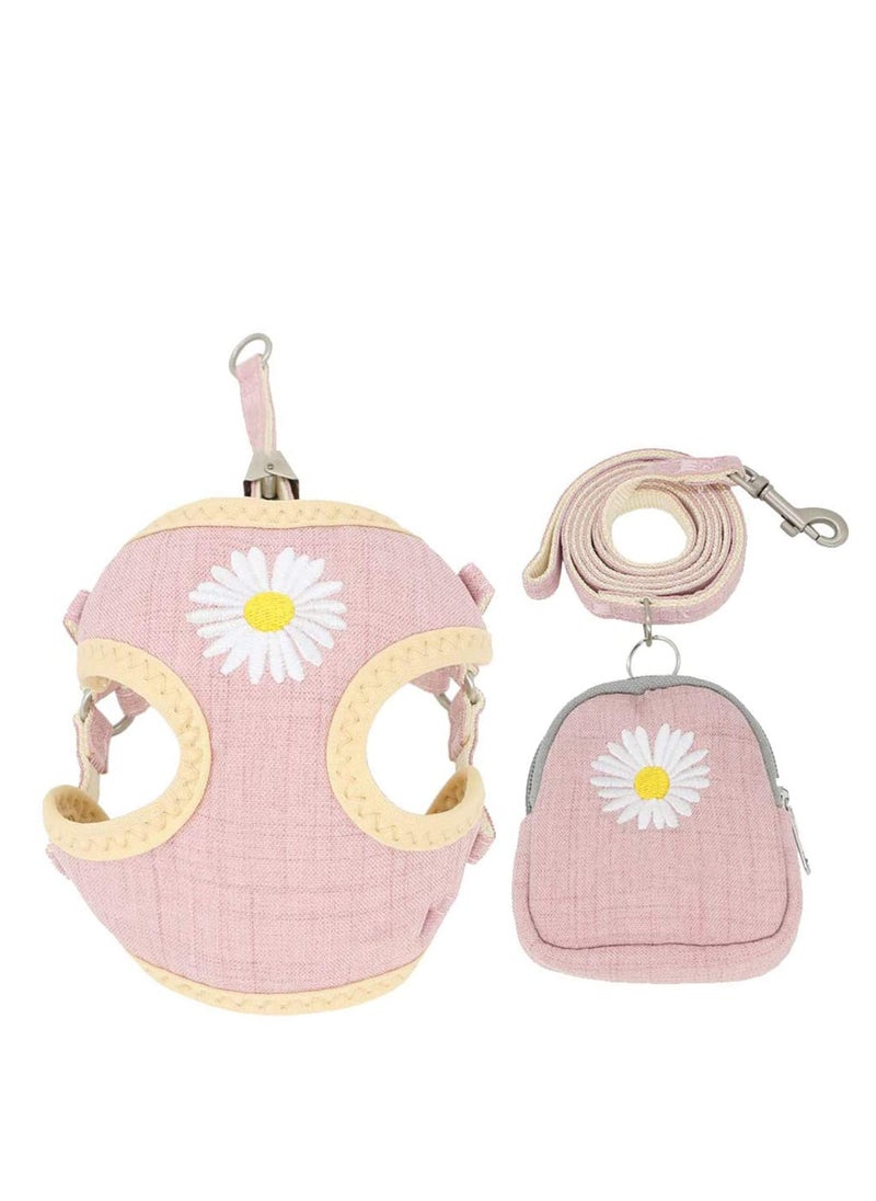KASTWAVE - Puppy and Cat Carrier Leash Set - Breathable Mesh Daisy Undershirt Pet Carrier with Training Leash for Indoor and Outdoor Training, 3-Piece Set in Pink - Image 1
