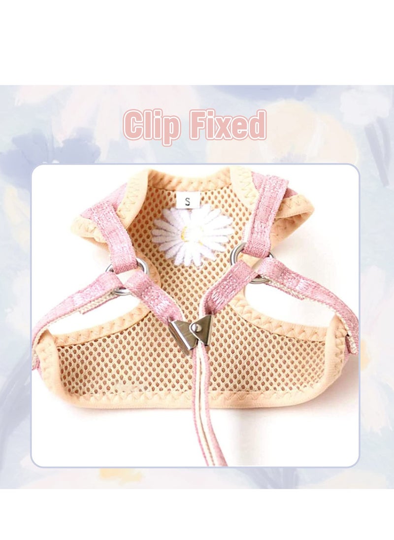 KASTWAVE - Puppy and Cat Carrier Leash Set - Breathable Mesh Daisy Undershirt Pet Carrier with Training Leash for Indoor and Outdoor Training, 3-Piece Set in Pink - Image 1