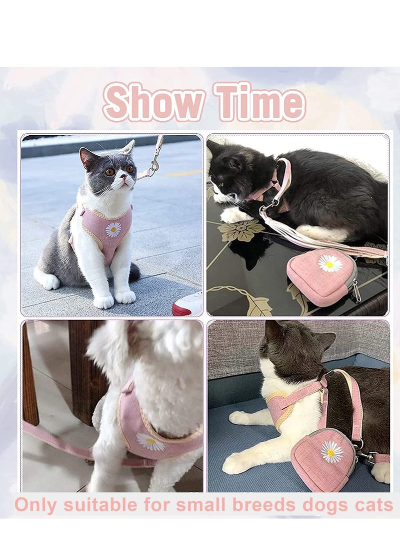 KASTWAVE - Puppy and Cat Carrier Leash Set - Breathable Mesh Daisy Undershirt Pet Carrier with Training Leash for Indoor and Outdoor Training, 3-Piece Set in Pink - Image 1