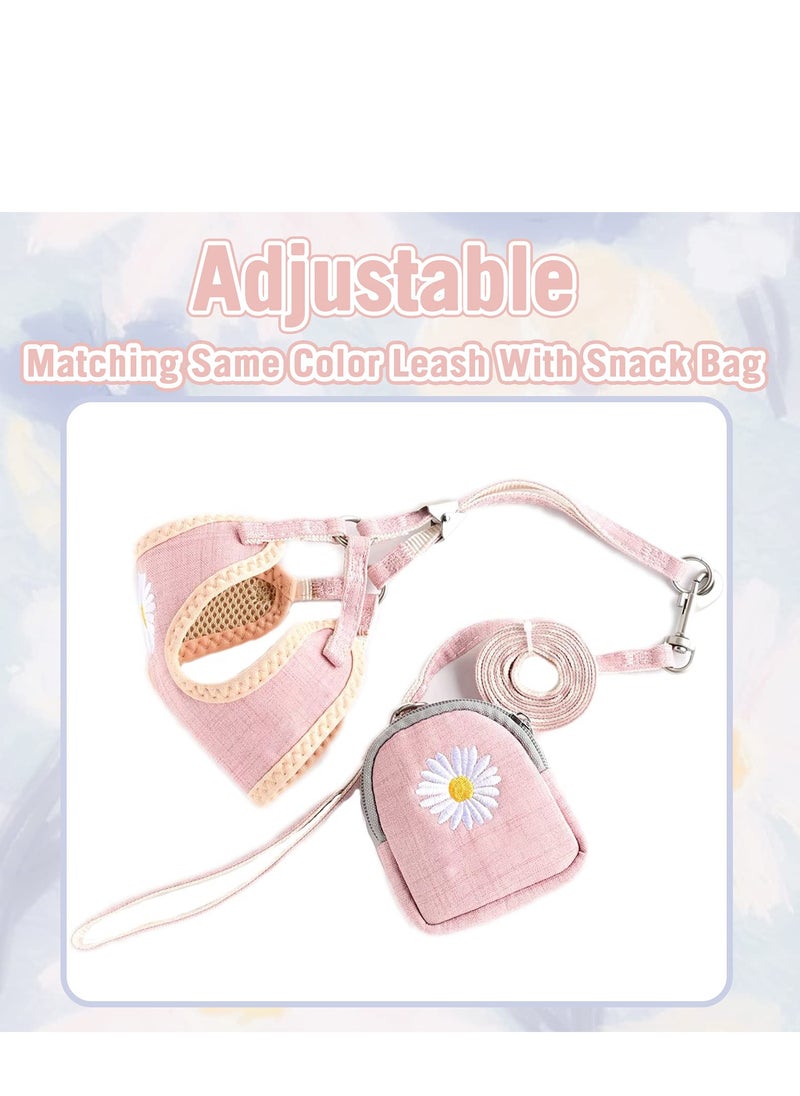 KASTWAVE - Puppy and Cat Carrier Leash Set - Breathable Mesh Daisy Undershirt Pet Carrier with Training Leash for Indoor and Outdoor Training, 3-Piece Set in Pink - Image 1