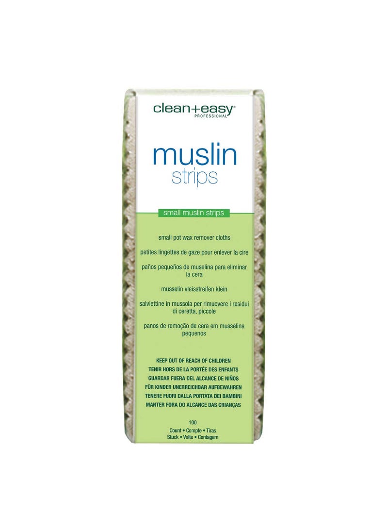 Clean + Easy Clean + Easy Small Facial Muslin Wax Strips for Hair Removal, Pre-Cut Durable Muslin Epilating Strips to Remove Unsightly Hairs from the Face - 1 3/4" X 4 1/2", 100 count 