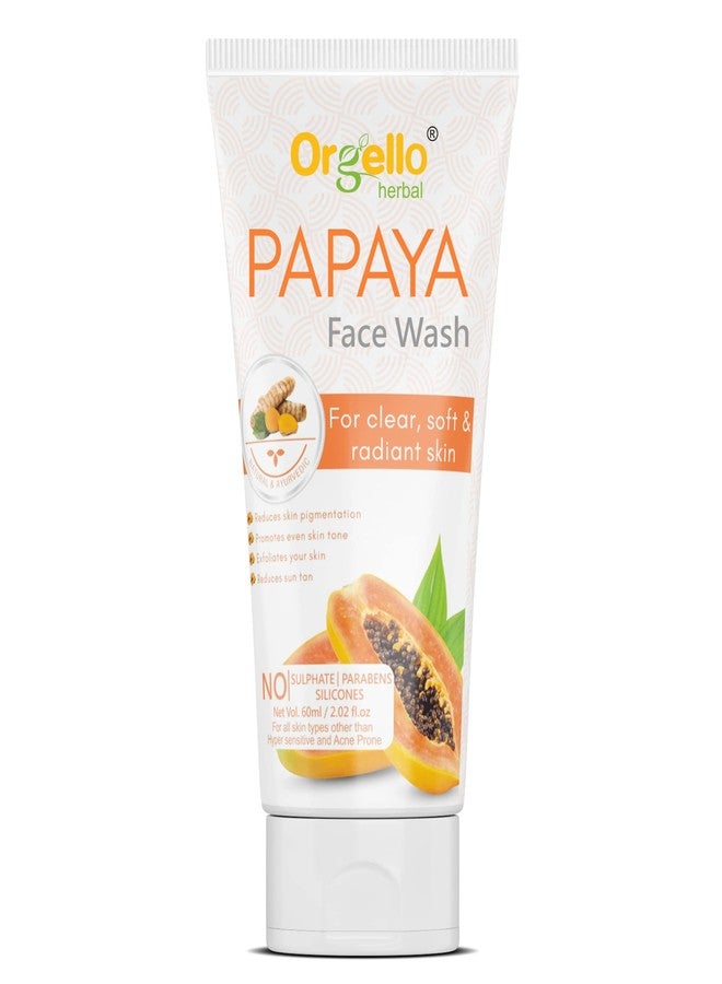 Orgello Papaya Face Wash For Clear, Soft & Radiant Skin | For Deep Cleanse, Glowing, Dead Skin and Tan Removal for Men and Women - Paraben, Sulphate & Silicon Free 60 ml - Image 1
