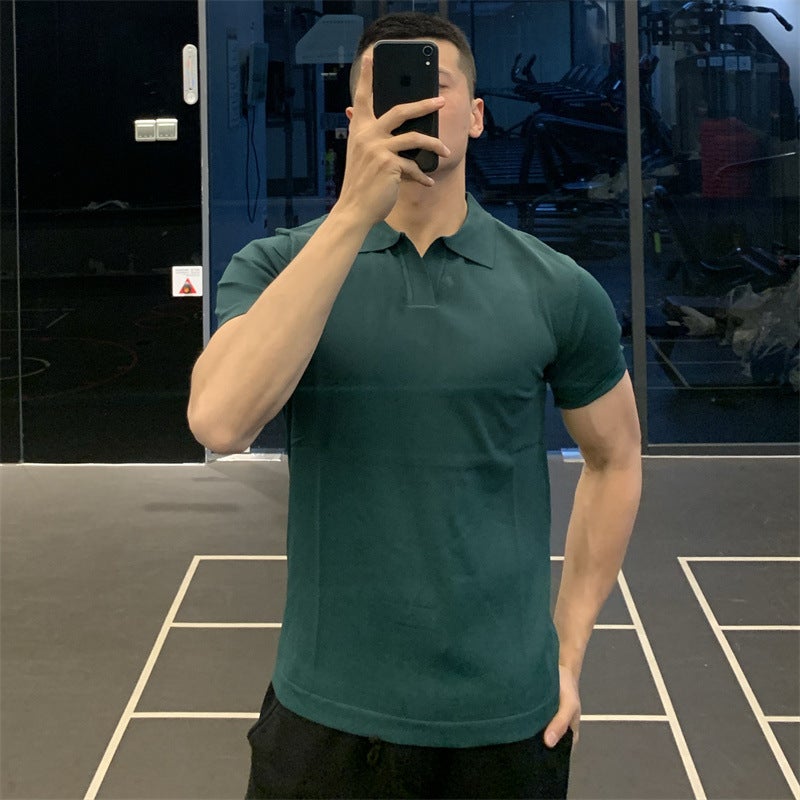 Men's V-Neck Short Sleeve Knit Polo Shirt Business Casual Summer T-Shirt - Image 5