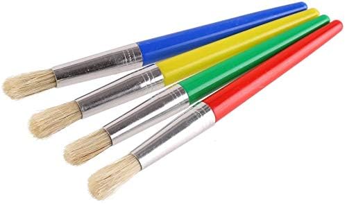 DIYASY 4 Pcs Kids No Spill Paint Cups and 4 Round Paint Brushes 4 Colors Spill Proof Paint Cups for Children’ Art Class and Home. - Image 3