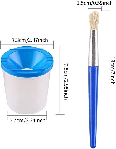DIYASY 4 Pcs Kids No Spill Paint Cups and 4 Round Paint Brushes 4 Colors Spill Proof Paint Cups for Children’ Art Class and Home. - Image 4