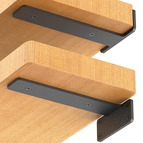 Starunder 6 Pack Floating Shelf Brackets, 10 inch Heavy Duty Industrial Shelf Bracket, Black Metal L Brackets for Shelves Support DIY(1/5 Inch Thicked) - Image 1