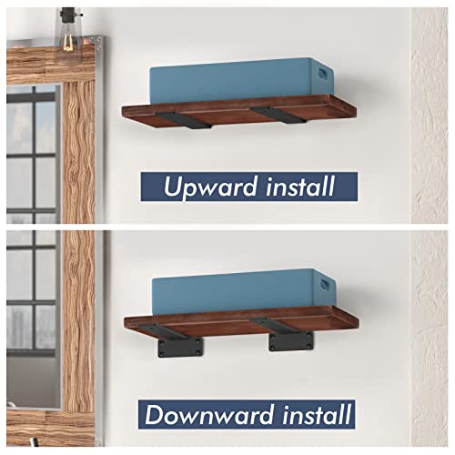 Starunder 6 Pack Floating Shelf Brackets, 10 inch Heavy Duty Industrial Shelf Bracket, Black Metal L Brackets for Shelves Support DIY(1/5 Inch Thicked) - Image 3