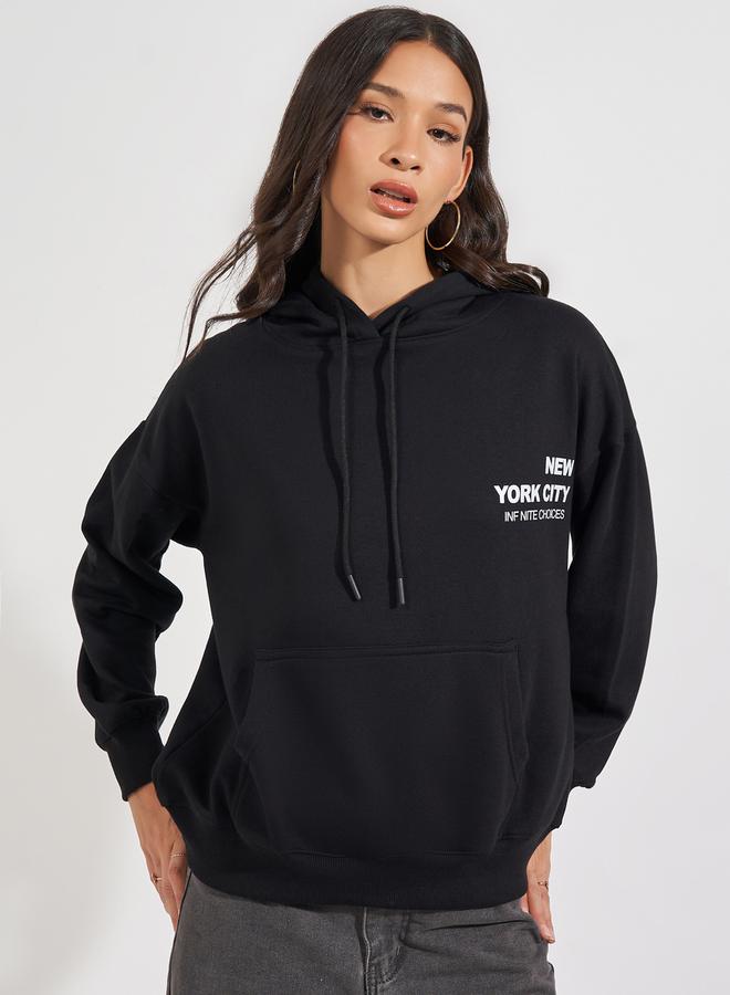 ستايلي هودي فضفاض مطبع بطبعة صورة - Image 3