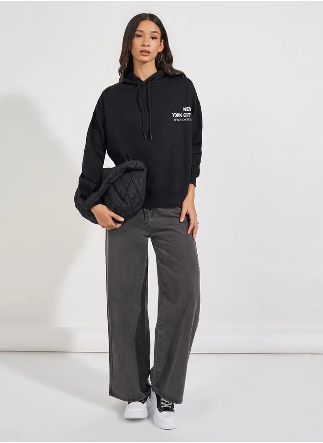 Styli Oversized Regular Length Photo Print Hoodie