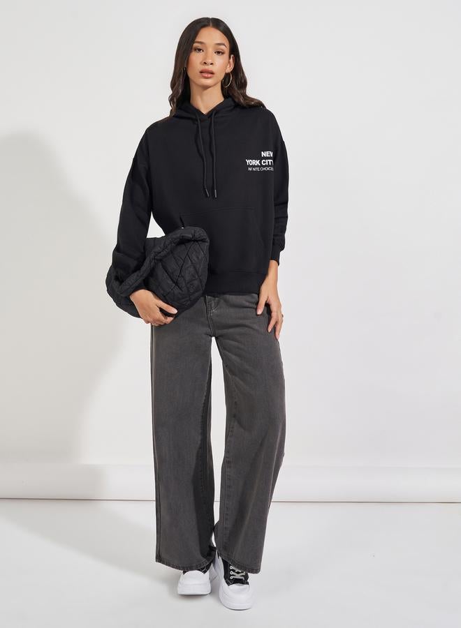 ستايلي هودي فضفاض مطبع بطبعة صورة - Image 2