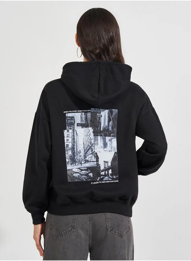 Styli Oversized Regular Length Photo Print Hoodie