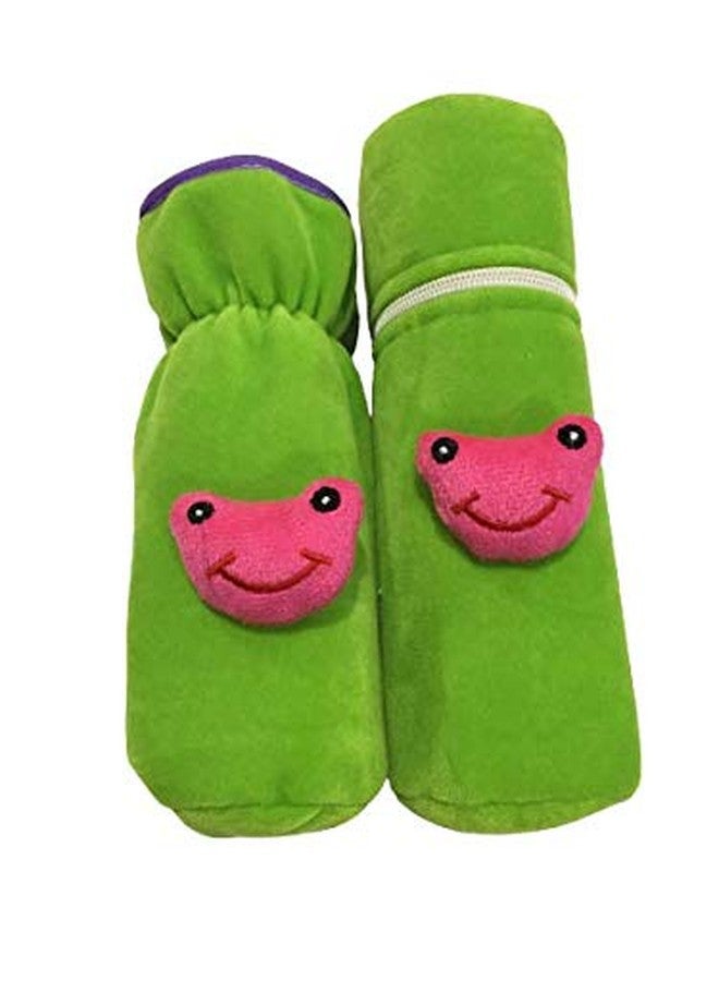 Ineffable Combo of Velvet Bottle Covers for Feeding Bottles with Cute Animal Cartoon Popup, 240ml (Green1)