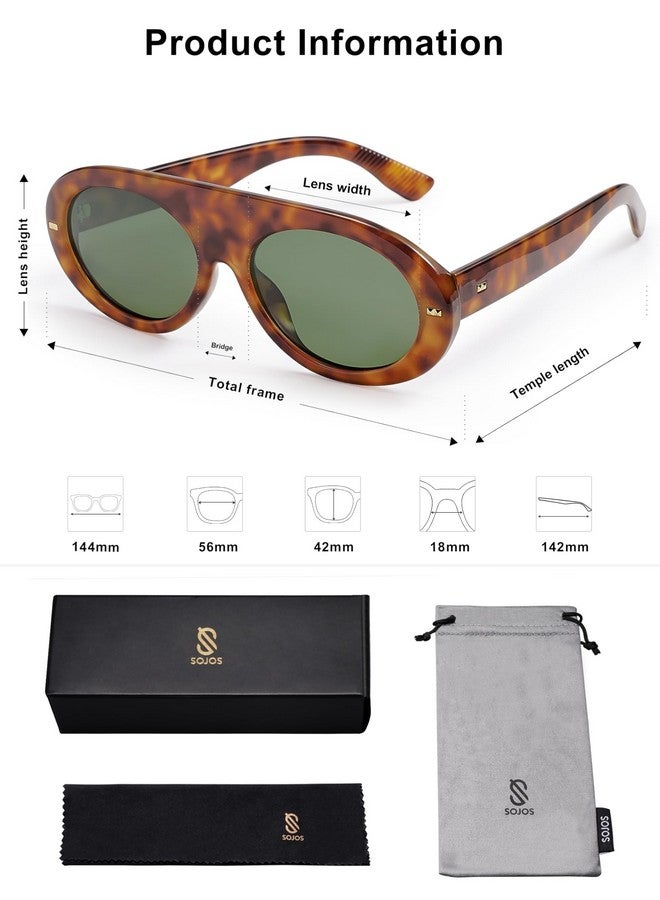 Sojos Trendy Flat Top Polarized Sunglasses For Women Men Retro Chunky Frame Oval Lens Sun Glasses Sj2279 - Image 5