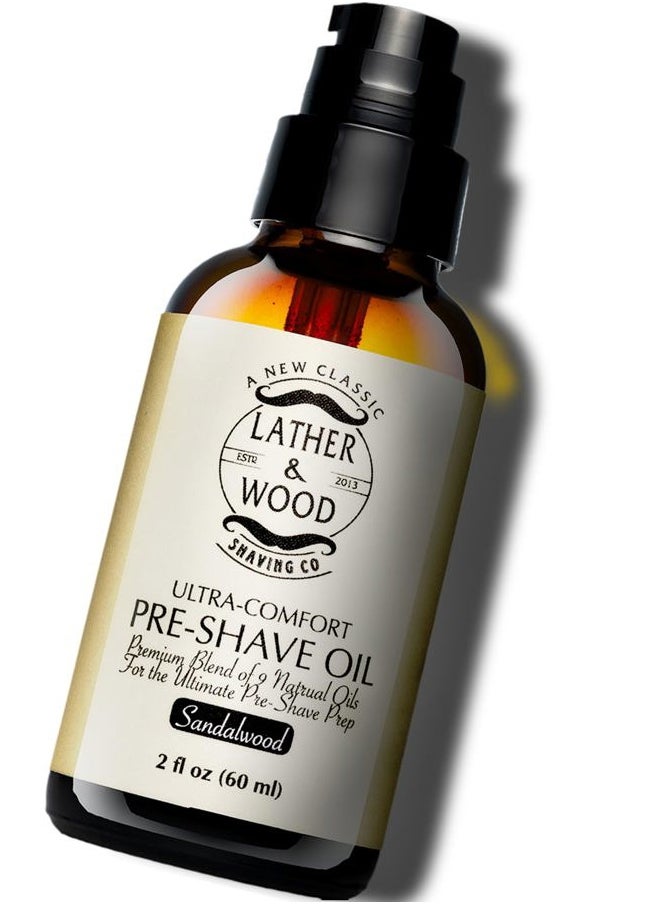Lather & Wood Shaving Co - Best Pre-Shave Oil, Sandalwood, Premium Shaving Oil for Effortless Smooth Irritation-free Shave. 2 Oz … - Image 1