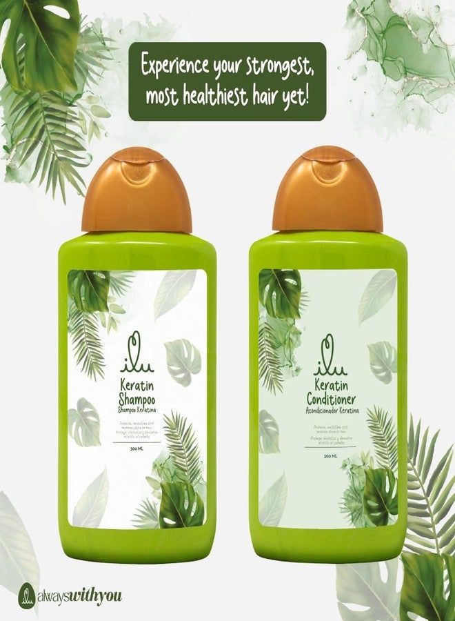 ILU Keratin Shampoo & Conditioner - Deep Hydration for All Hair Types, Nourishing Properties for Dry/Damaged Hair, Frizz Control for Soft, Silky Strands (Pack of 2, 10fl oz) - Image 3