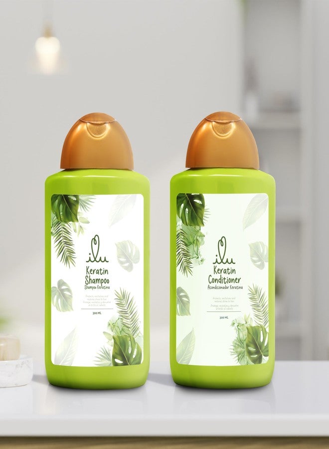 ILU Keratin Shampoo & Conditioner - Deep Hydration for All Hair Types, Nourishing Properties for Dry/Damaged Hair, Frizz Control for Soft, Silky Strands (Pack of 2, 10fl oz) - Image 4