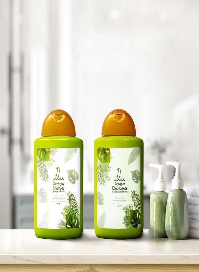 ILU Keratin Shampoo & Conditioner - Deep Hydration for All Hair Types, Nourishing Properties for Dry/Damaged Hair, Frizz Control for Soft, Silky Strands (Pack of 2, 10fl oz) - Image 2
