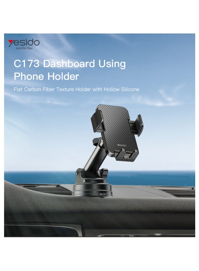 C173 Flat Carbon Fiber Texture Holder | with Hollow Silicone Dashboard Using Phone Holder