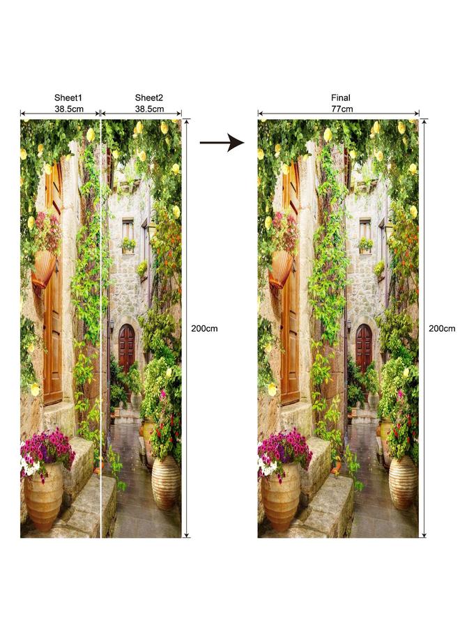 الأزرق جي دبليو ملصق ديكور سلسلة المناظر الطبيعية الخاصة 3D ملصق باب محاكاة قابل للإزالة ملصق الحائط غرفة النوم غرفة المعيشة تجديد ورق الحائط PVC - Image 1