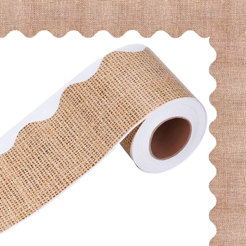 Fayayuan 66 Feet Burlap Bulletin Board Border Self Adhesive Scalloped Border Trim Stickers for Bulletin Boards Desks Lockers Home School or Classroom Decor